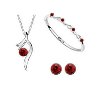 Kangqi Prodavnice nakit set nakita srebrne ogrlice naljepnica naljepnica narukvica ruža crvena