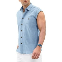 Zermoge muškarci majice bluze na čišćenju prodaje muške ljetne pamučne platnene majice bez rukava bez