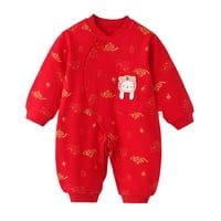 Rovga Boys BodySuits kalendar kineskih novogodišnjakinja Kimono Tang odijelo Crveni dugi rukav rumper