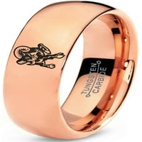 Tungsten Ram Rams ovce kozji prsten za prsten za muškarce Žene Udobnost FIT 18K Rose Gold Dome Polirano
