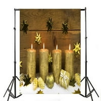 Greendecor Polyster Božićni ukras HDROP 7X5FT Fotografija pozadinskih svijeća Stars Pokloni Golden Pine
