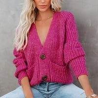 Ženski kardigan s dugim rukavima Jesen zimska moda otvorena prednja čvrsta boja lagani džemper prekriva