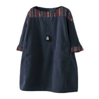 Ženska plus veličina Corduroy dugih rukava Vintage Casual Labavi tunika Mini haljina