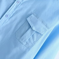 Majica sa čvrstim vrhovima Džepna rukava Muška ležerna dugačka gumba Ograniče od ovratnika majice ruhove