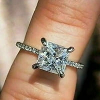 1.8ct Princess & Okrugli rez Diamond 14K bijeli zlatni solitaire prsten za žene pokloni vjenčanje