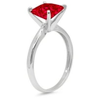 1CT Princess Cret Crvena simulirana ruby ​​18k bijeli zlatni angažman za angažiranje prstena 11