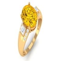 Laboratorija odrasli žuti safirni solitaire Prsten sa moissine, 14k žuto zlato, SAD 12.50