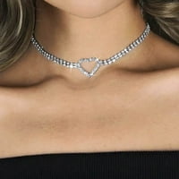 Valentines Day Pokloni Srebrna ogrlica Diamond Ogrlice od srca Redovi Kristalni lančani nakit za žene
