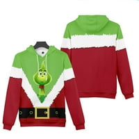 Unise Grinch Božićni hoodie Halloween Realistic 3D Ležerni duks s kapuljačom pulover