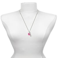 Delight nakit vruće ružičaste emajl brave s čistim kristalima Silvertenene neustrašiva bar šarm ogrlica,