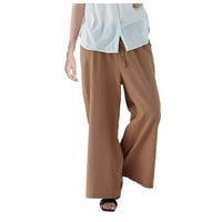 Umitay ženske modne casual svakodnevne hlače labave visoke struke ravne pantalone pamučne konopljene