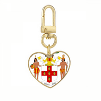 Jamajka Sjeverna Amerika Nacionalni amblem Gold Heart Clean Cheychain Metalni držač za ključeve