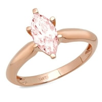 1. CT Sjajno markiza Cleani simulirani dijamant 18K ružičasti zlatni pasijans prsten sz 5.75
