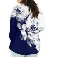 Bluze za žene moda plus veličine casual dugih rukava s gradijentnom majicom s drezom s džepovima Ženske