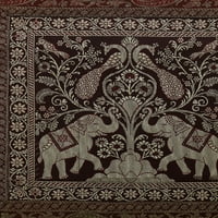Stylo kultura Indijski ukrasni bacanje Jacquard tamno smeđi kvadratni kućni dekor Brocade Slon cvjetni