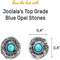 Joolala - plavi Opal Sterling srebrne naušnice za žene