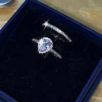Sim Silver Remise Prstenovi Delikatni dizajn Oblik srca Cijeli dijamantni nakit Angažovanje vjenčanog