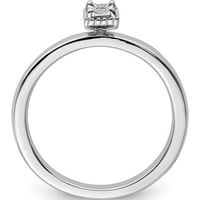 Sterling srebrni rodirani prsten od poliranog dijamanta u Kini QR6795-6