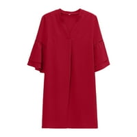 Maxi haljina Aaiaymet Plus Veličina za žene Ženske košulje od punog V vrat Summer Casual Tunic Kratke