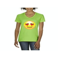 MMF - Ženska majica V-izrez kratki rukav, do žena Veličina 3xl - Emoji nasmiješeno lice