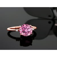 Gem Stone King 18K ruža pozlaćena srebrna prstena Pink Moissine stvorio je safir