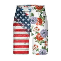 Havajski kratke hlače za muškarce velika i visoka staza Striped zastava tropski cvjetni patchwork nacrtajući