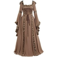 Ženska vintage gotička haljina s kapuljačom duljine partije s dugim rukavima, kostim za partiju dugih