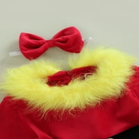 Qinghua Toddler Baby Girging Božićna haljina plišana obloge dugih rukava A-linerska haljina s kaišem