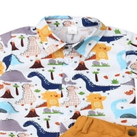 Dyiaoluokaixin Toddler Boy's Dinosaur Stolna ovratnica majica + kratke hlače Ljetna odjeća set CQH