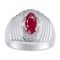 * Rylos Classic Halo Red Ruby & Diamond prsten - srpnja rođenje * sterling srebro