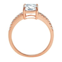 2. CT sjajan jastuk Cleani simulirani dijamant 18k Rose Gold Solitaire sa accentima prsten sz 5.25