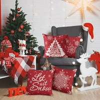 -More božićne jastuk navlake set seoskih jastuka pokriva snježne pahulje u crvenom veselom poliesteru