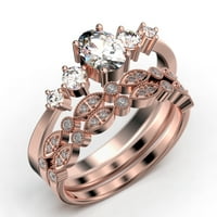 Minimalistički klasični 1. karat ovalni rez dijamantski prsten za angažman, vjenčani prsten u sterlingu