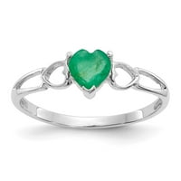 14k bijeli zlatni prsten sa kamenjem može smaragdno srce zeleno, veličine 7