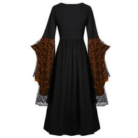 Auroural Halloween haljina plus veličina Ženska rukav rukav rubanje rublja Print modni dugi rukav zavoj
