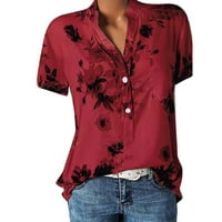 Wozhidaoke T majice za žene plus veličine žene ispis bluza džep džep lagana rukavica kratka ženska bluza