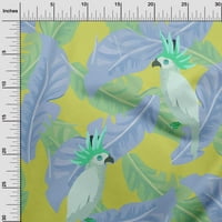 Onuone viskozni dres srednje ljubičaste tkanine Tropsko papagaj sa lišćem šivaći zanatski projekti Tkanini