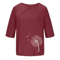 Kakina S Clearence Ženske košulje za ljetne ženske ruhove Ležerne prilike sa otvorenim vratom Odštampana labava dugmeta Tunička košulja
