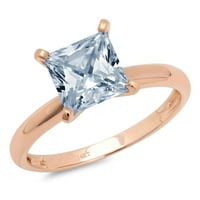 0. CT sjajna princeza Clear Simulirani dijamant 18k ružičasto zlato pasijans prsten sz 5.25