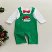 Ehfomius novorođenčad s dugim rukavima Božićni luk Romper + Suspender pantalone za dušo za 0 meseci