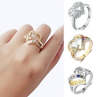 Prsten za prste Rhinestone Oblik srca Je nakit za djevojke za dobro izgled za majku Legura zlato