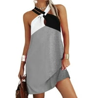 Ženska ljetna mini haljina Halter izrez Clubwear patchwork bez rukava