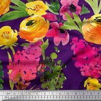 Soimoi ljubičasta mahovina Georgette tkanina od listova i cvjetno otisnuto tkaninsko dvorište široko