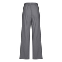 Sportske hlače Aloohaidyvio za žene, ženske ležerne čvrste elastične hlače ravne široke pantalone za