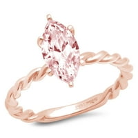 2. CT sjajan markizni rez simulirani ružičasti dijamant 14k ružičasto zlato pasijans prsten sz 8