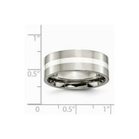 Titanium sterling srebrna-inlay ravna muska vjenčana prstena veličine 9
