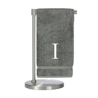 Monogrammirani ručnik za kupanje, personalizirani poklon, skup 2- srebrni blok slova vezeni ručnik -
