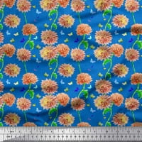Soimoi Satin Silk tkanina Geometrijska lavirinta, leptir i Dahlia cvjetni tiskani tkaninski dvorište