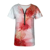 GDFUN Trendy Ljetne košulje Ženske modne Ležerne prilike, Ležerna majica Kratki rukav patentni zatvarače