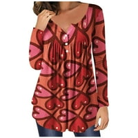 Taqqpue HEACH klone za žene, plus veličine Crewneck gumb pulover Duksevi za valentine Dan zaljubljenih Grafički raglan bluza Ležerne prilike sažetoj ženskoj vrhovima tunika